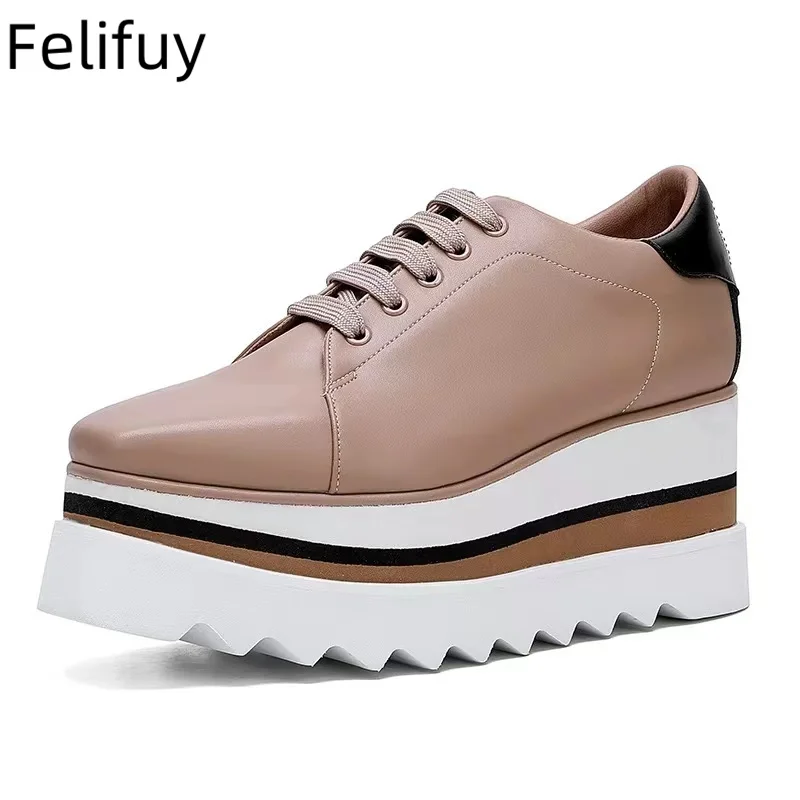 New 2024 Women Platform Sneakers Autumn Breathable Wedges Casual Shoes 8CM High Heels Thick Sole Sneakers Women Running Shoes