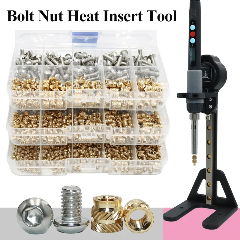 Allen Bolt Threaded Insert Nut Manual Implantation Heat Press Machine Plastic Insertion Brass Nuts and Machine Screws 3D Printer