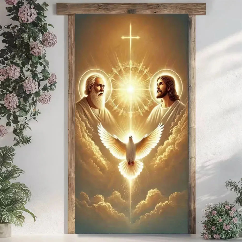 Easter Jesus, Our Lady of Mary Religious Theme Door Frame Backdrop, Jesus Cross Door Frame Party Decoration Photography Backdrop