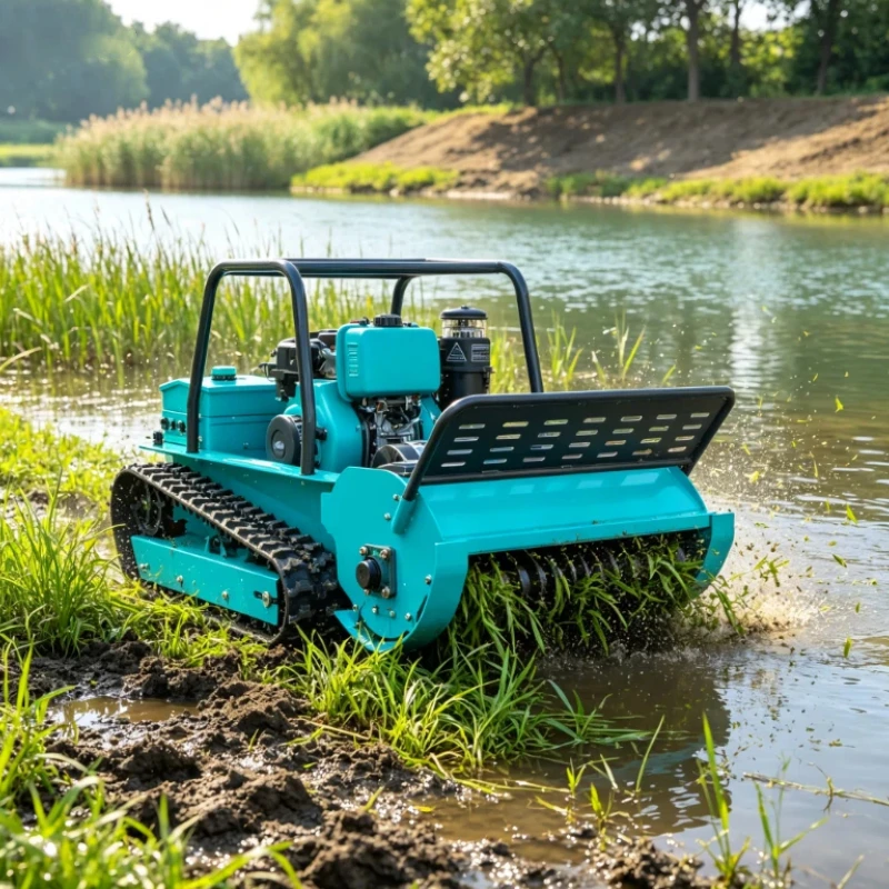 Durable Diesel Remote Control Brush Cutter, Anti-slip Crawler Grass Mower, Customized Working Speed For Farm Orchard Use