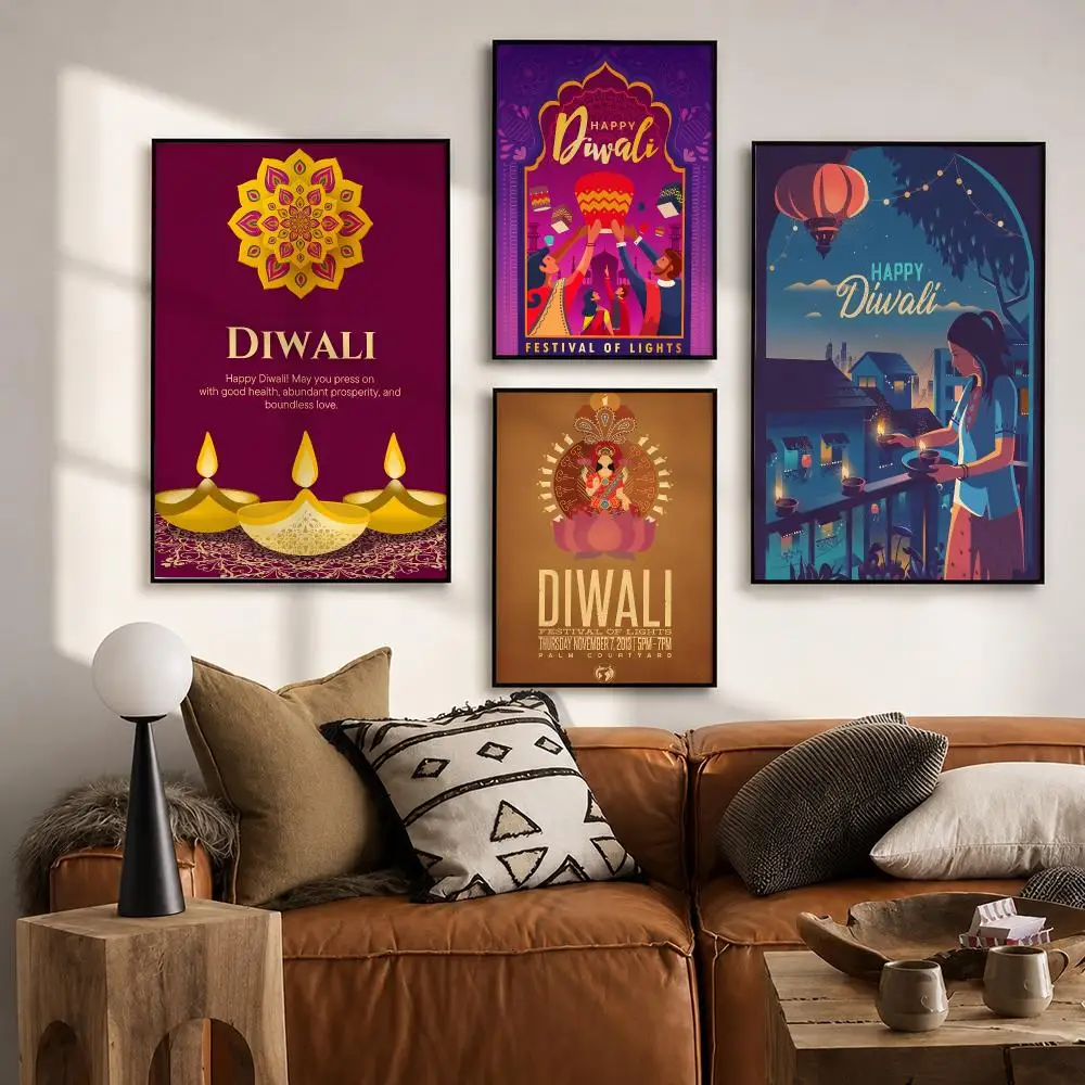ART Diwali Poster HD poster wall art self-stick no-residue for home cafe office great gift