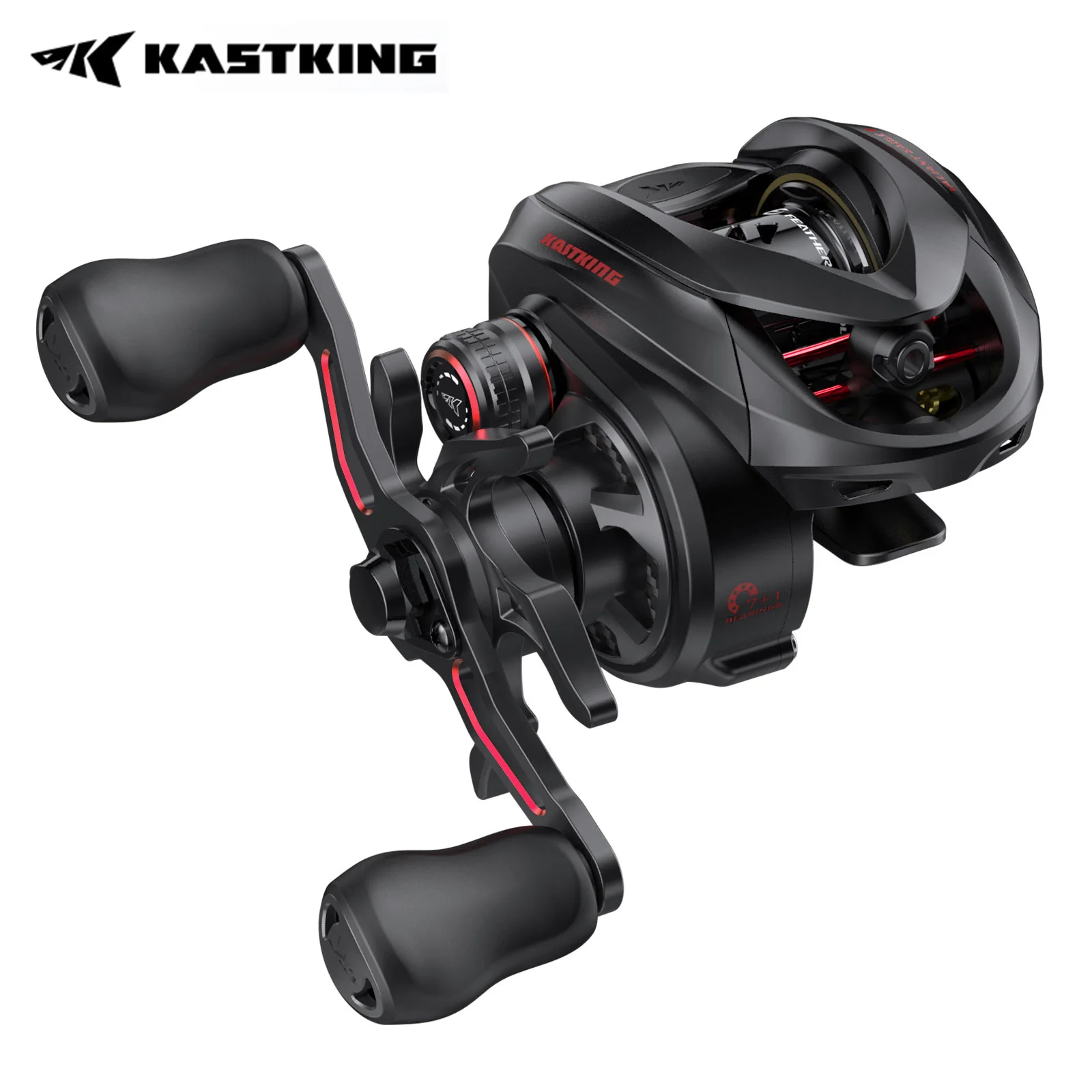 Carrete de Pesca KastKing Valiant Eagle II BC Ultraligero de 135g, Carrete de Baitcasting con 7+1 Rodamientos, Arrastre Máximo de 5KG, Relación de Engranajes 8.4:1, Alta Velocidad