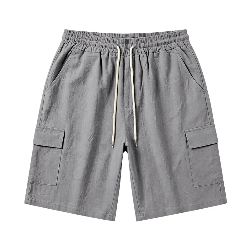 Amerikanische Multi-Pocket-Overalls für Herren, Outdoor-Sport und Freizeit, lockere, einfarbige Leinen-Overalls, Fünf-Punkt-Shorts – Detail 34