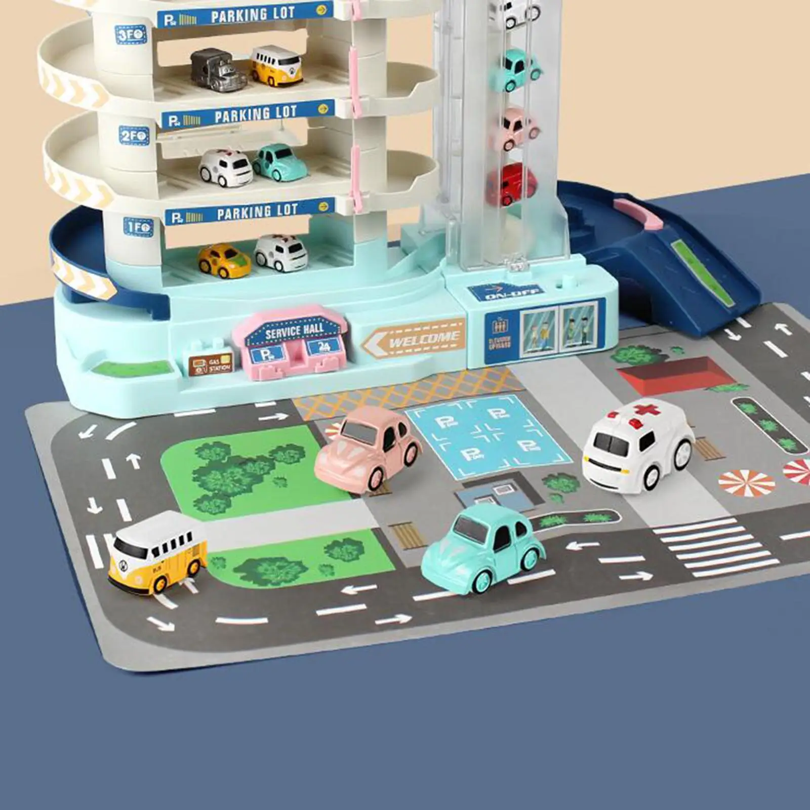 Car Parking Garage Toy with Light & Sounds Race Track Electric Elevator Garage Building Car Garage Indoor Games Family