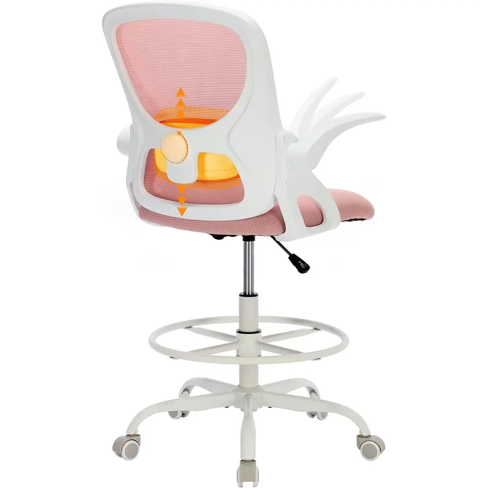 Drating Chair with Arms, Tall Oice Chair or Standing Desks | Ergonomic lumbar pad, breathable mesh and oot ring support orward-l
