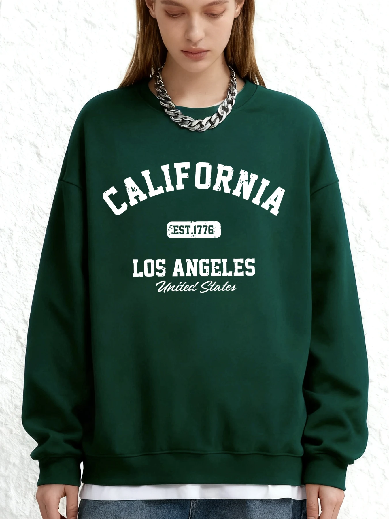 California Los Angeles Print Damen Streetwear Rundhals Weiches Sweatshirt Oversize Persönlichkeit Pullover Herbst Mode Sportbekleidung