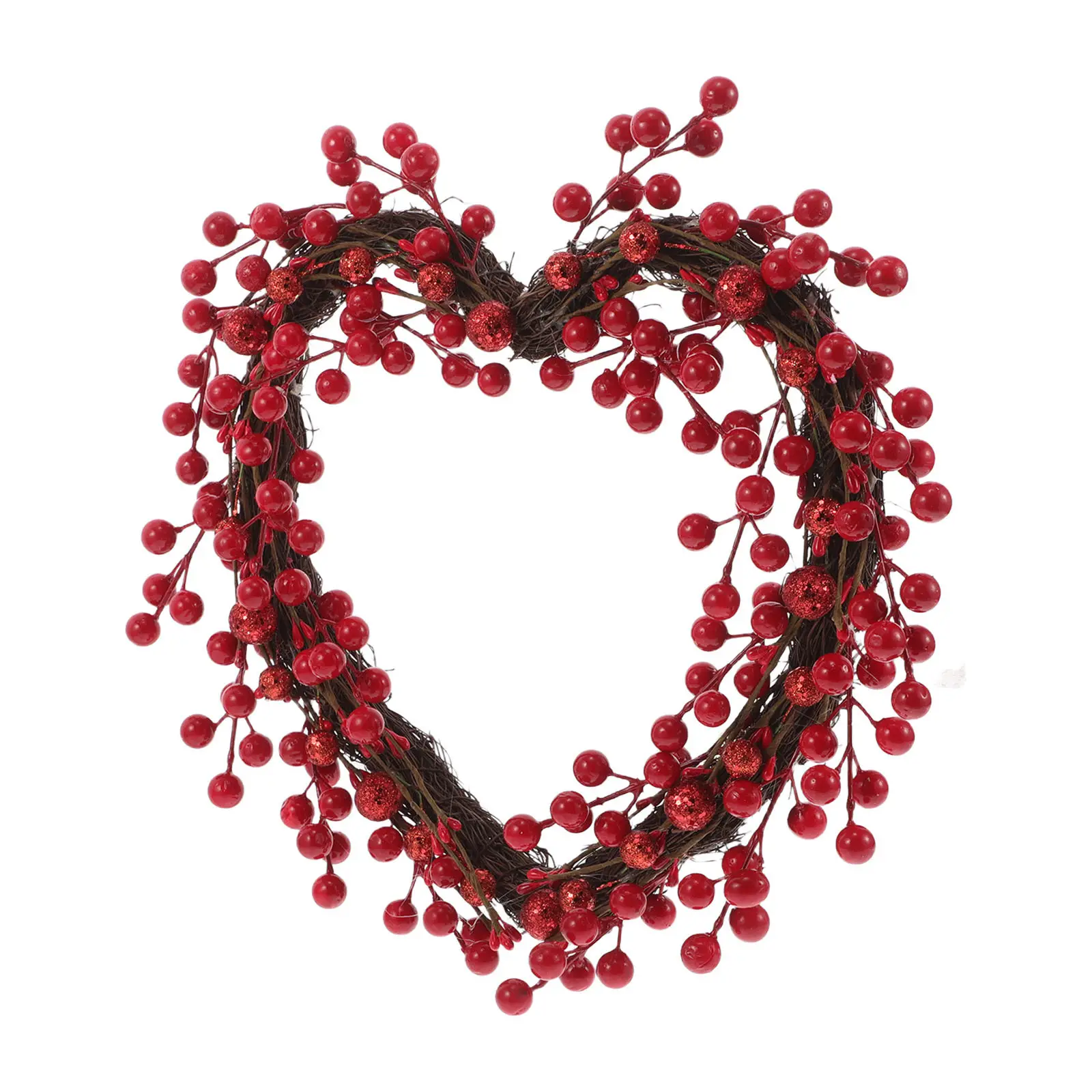 

Искусственный венок с сердечками и красными ягодами ко Дню святого Валентина для дверей, окон, стен, каминных полок, свадеб, дома, праздников, для декора внутри и снаружи помещений