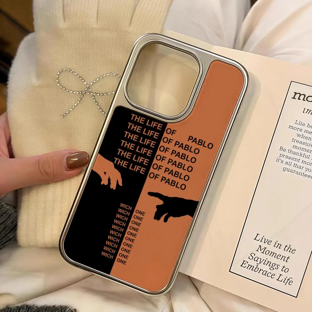 

RapperS K-Kanye West Phone Case For iPhone 16 15 14 13 12 11 Pro Max Plus HD Magsafe Metal Frame Carbon Fiber Hard Shell