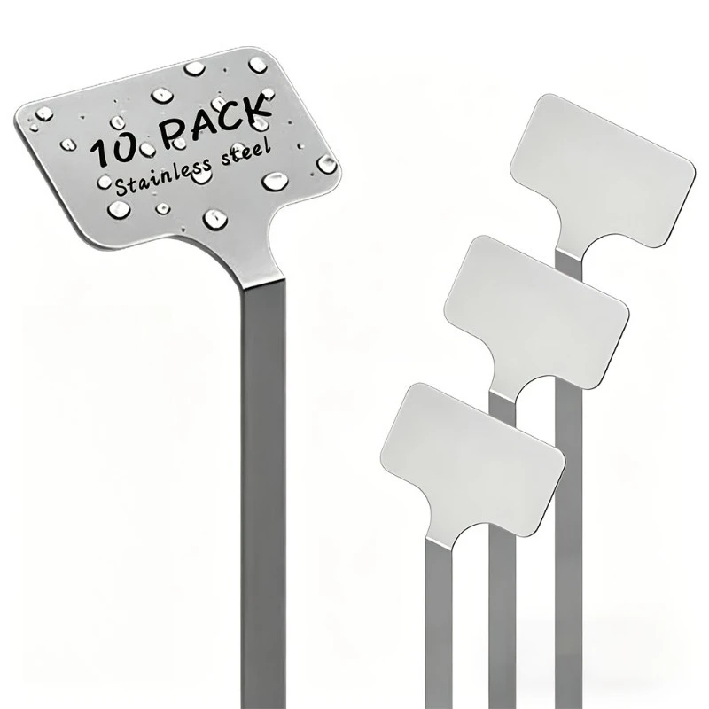 10pcs Metal Garden Markers Stainless Steel Plant Labels Rustproof Reusable Nursery Tags for Vegetables Herbs Flowers Greenhouses