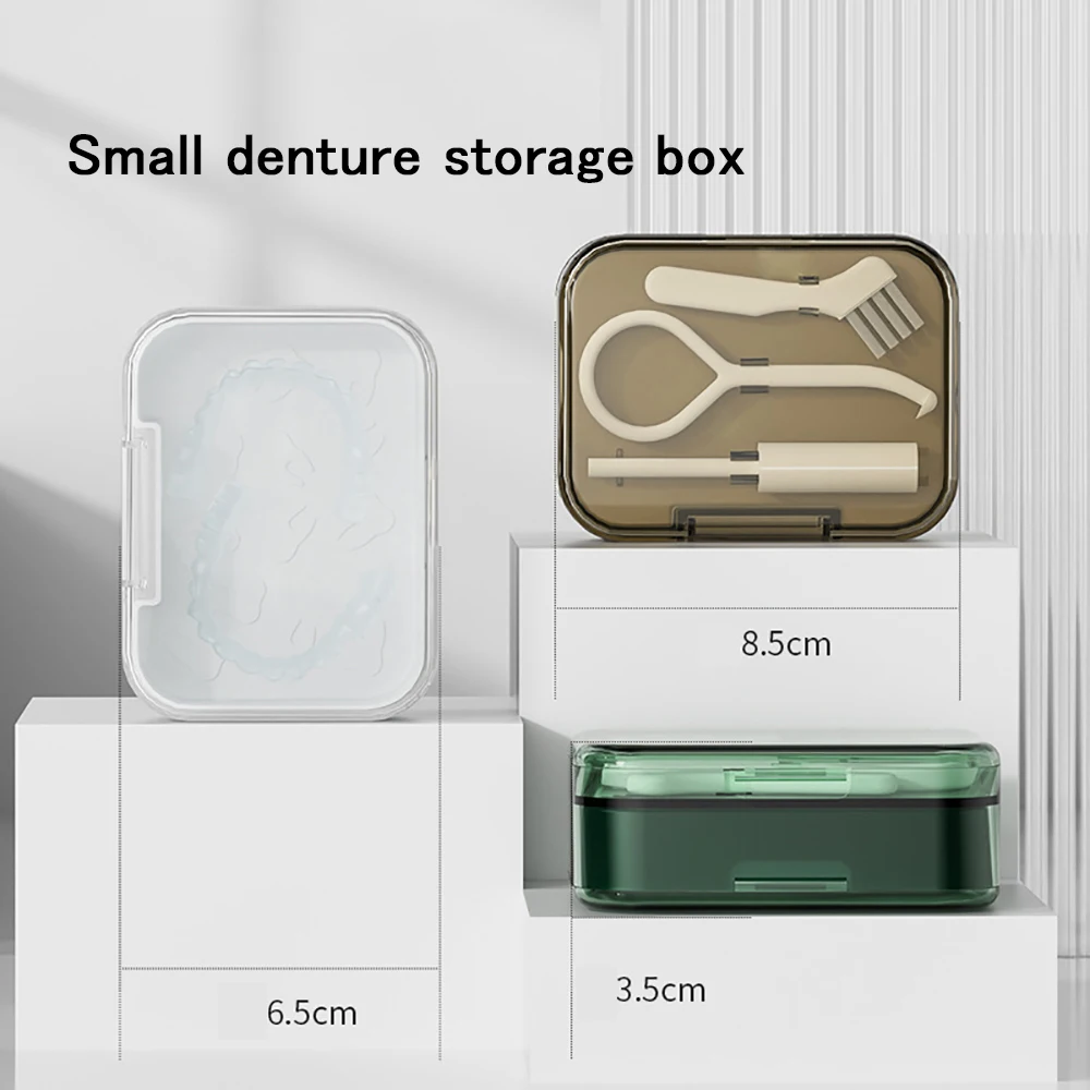 Double Layers Denture Box Retainer Braces Storage Box Small denture storage box Teeth Cases Bath Cleaning Case Denture