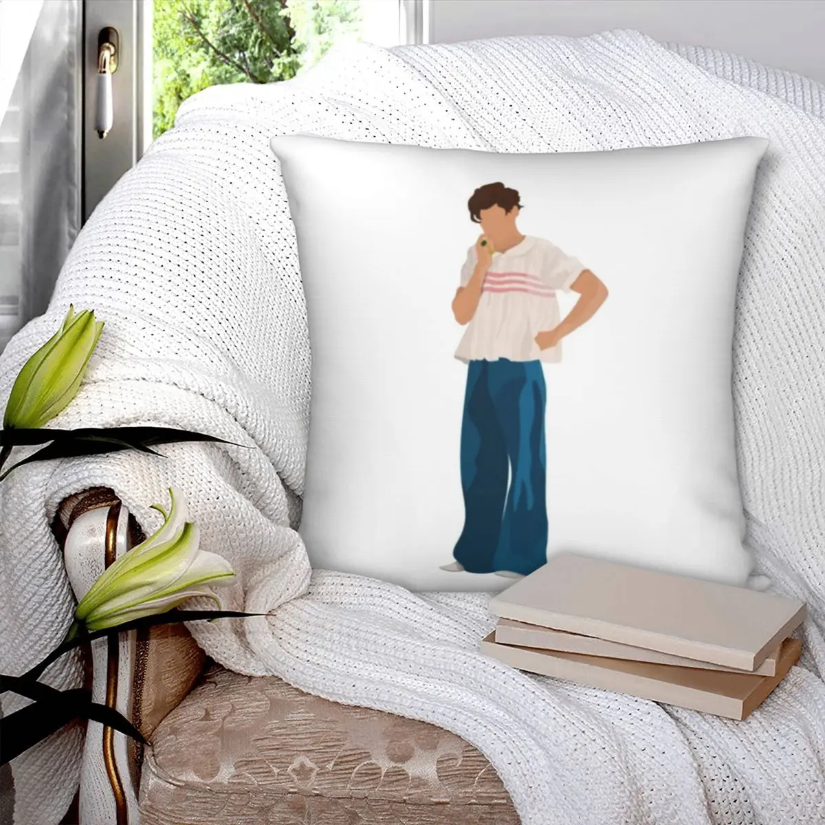 He Is Thinking About What It Was Cartoon Square Pillowcase Polyester Pillow Cover Velvet Cushion Decorative Comfort Throw Pillow