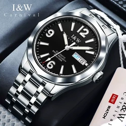 Iw Carnival For Men Watch Japan Seiko Nh36a Automatic Tungsten Case 100m Waterproof Luminous Date Sapphire Mechanical Wristwatch