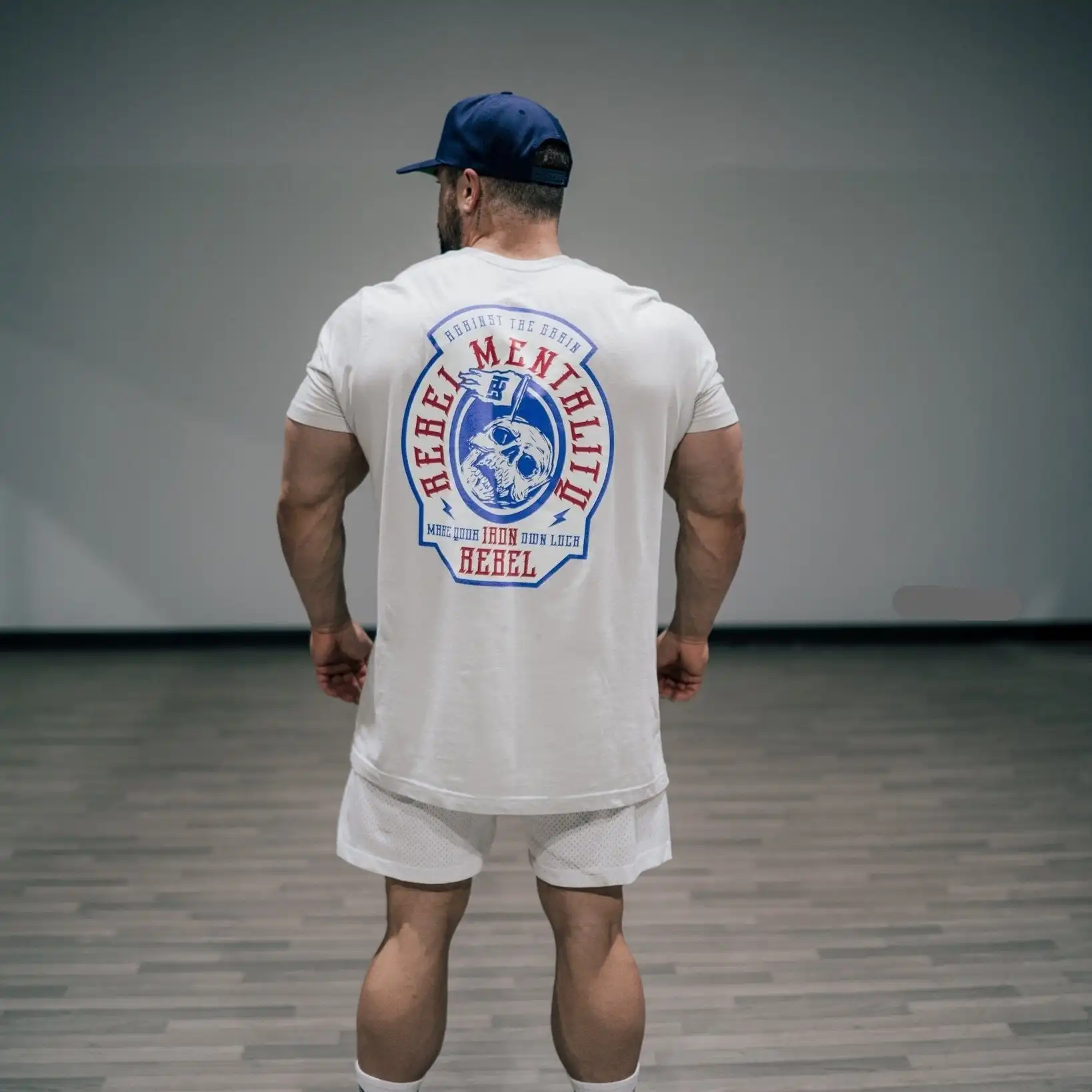 Badge Tee Light White  _ Perfect for Bodybuilders & Powerlifters