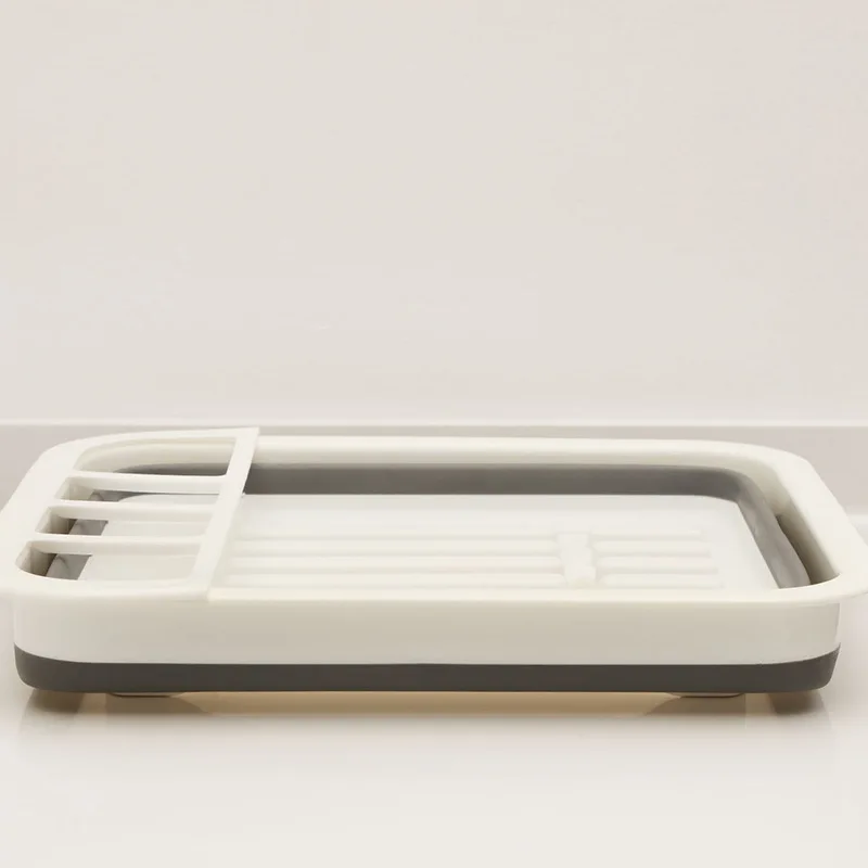 Foldable Dish Rack Kitchen Drainer Tool Bowl Tableware Plate Storage Organizer Holder Portable Fold Drying Home TPR Rack Shelf - view 4