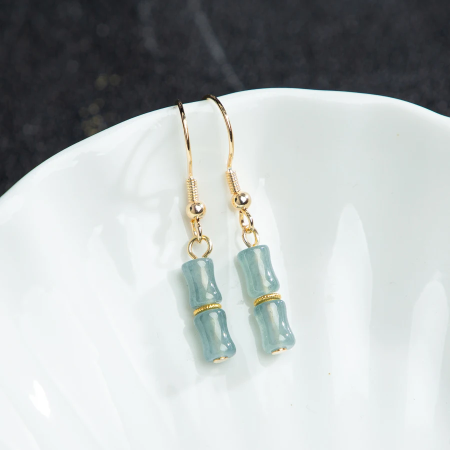 

TIMESWIND оригинальные женские серьги из нефрита А-типа, натуральный светло-зеленый двойной бамбук S925, серебряные серьги с сертификатом