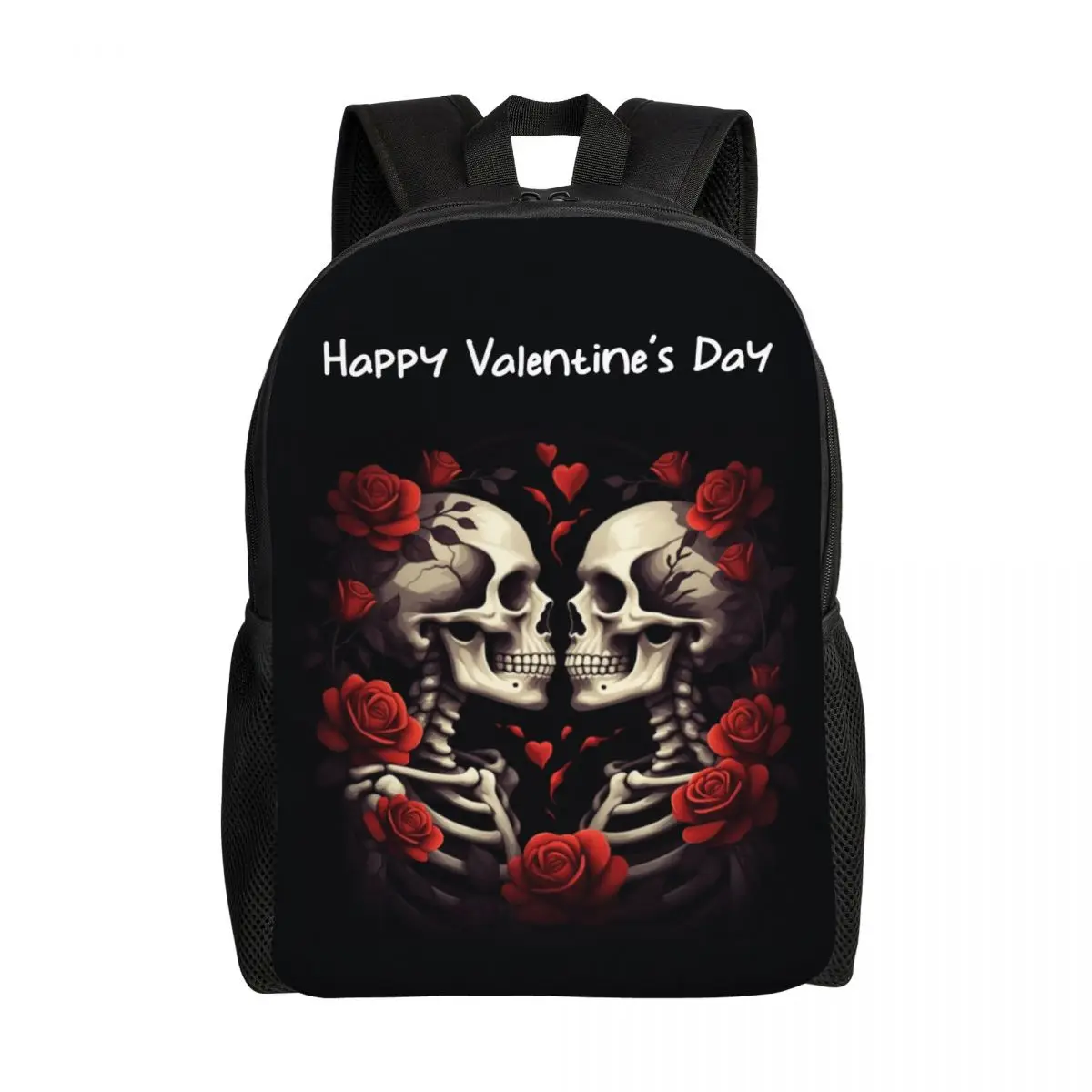Personalized Halloween The Lovers Skeletons Backpack Women Men Basic Bookbag for School College Valentine's Day Bags