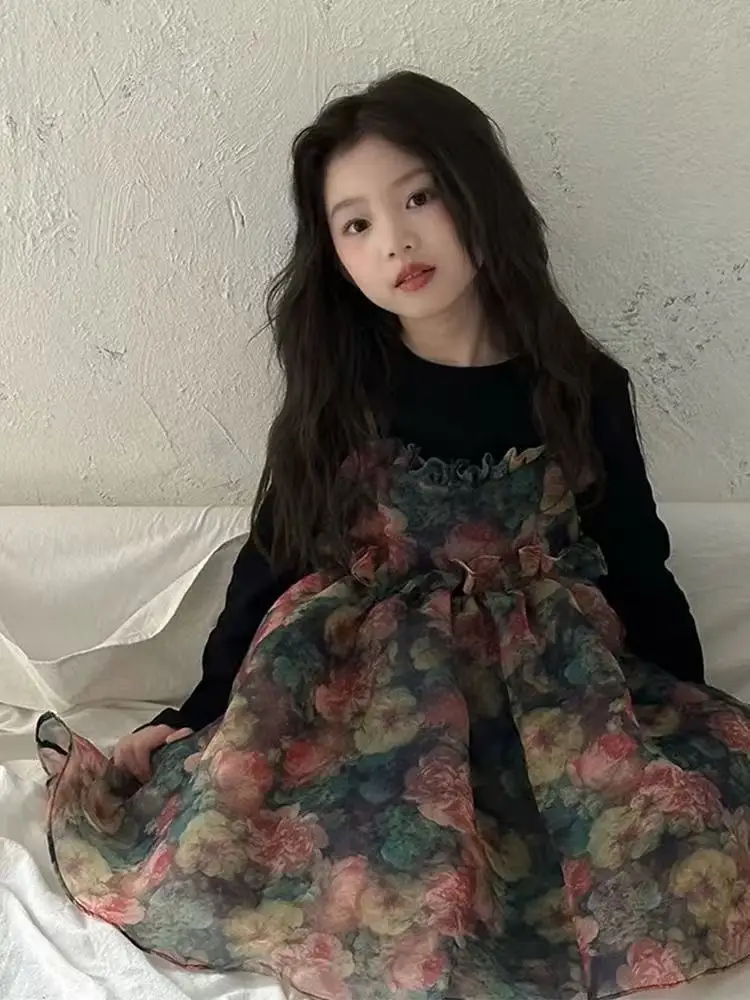Girls' Spring and Autumn Dress 2025 New Korean Version of Foreign Style Little Girl Princess Dress Children's Autumn Suit Skirt