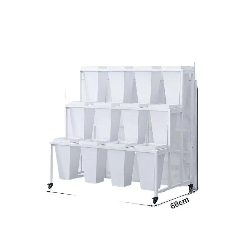#Florist displaystand Multi-layer stepped movable flower stand Wrought iron stand with wheels Multifunctional flower bucket Flow