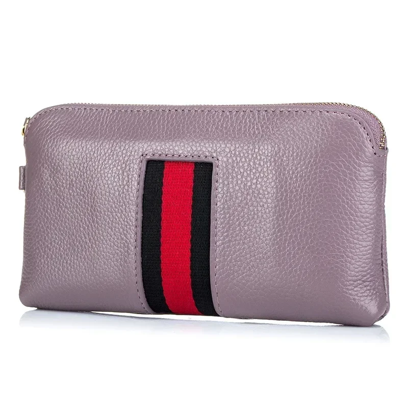 Fashion Genuine Leather Women Day Clutches Bags Lady Zipper Handbag Cowhide Casual Pouch Case Wrist Bag For Girls Bolsa Feminina