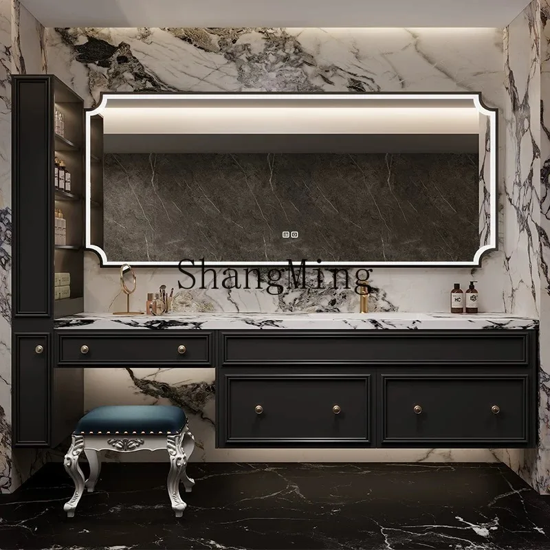 

ZHB retro oak bathroom cabinet dresser combination toilet hand wash cosmetic cabinet bathroom dressing storage