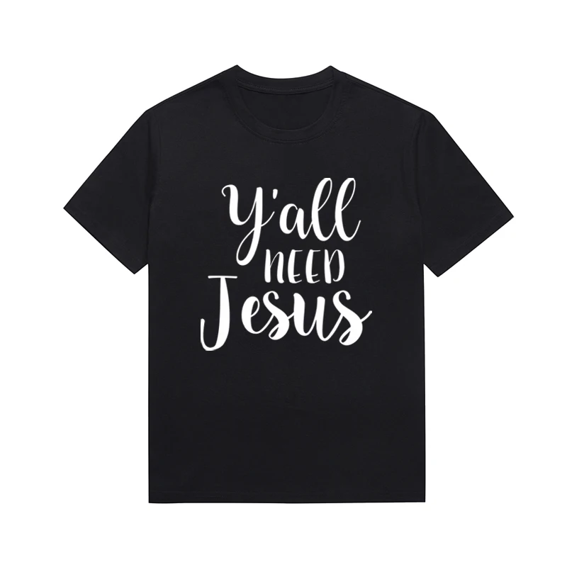 Y'aee Neen Jesus Slogan Tees Christian Street Casual Top Summer O Neck Tops Custom T Shirt