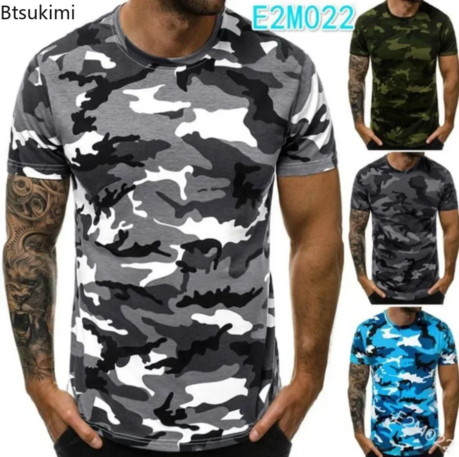 

2025 Men's Summer Camouflage Camo 3D Print T-Shirts Round Neck Short Sleeve T Shirt Harajuku Oversized Tees Men Tops Clothing