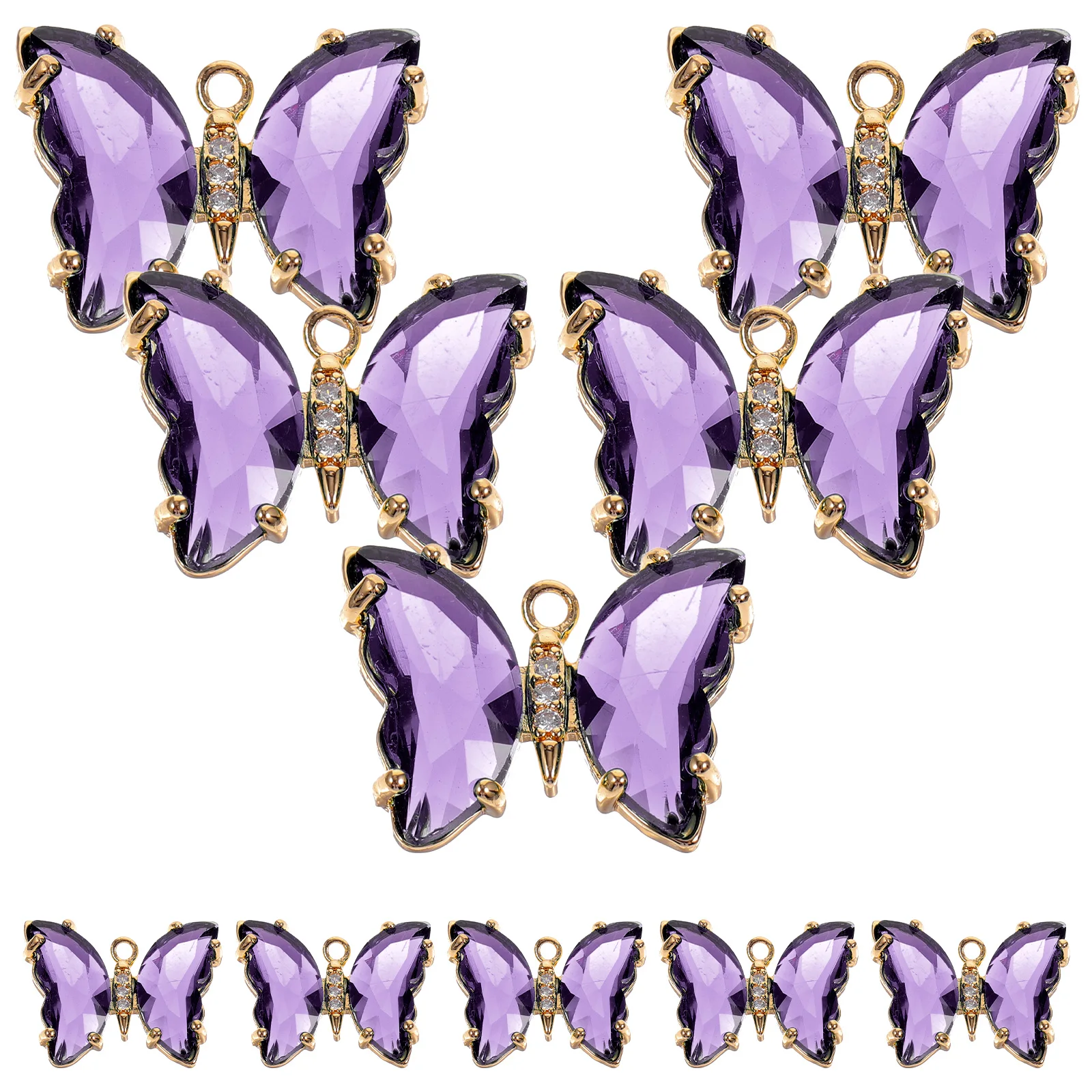 

10 Pcs Necklace Crystal Butterfly Pendant for Jewelry Charm Making Diy Purple Charms Bulk