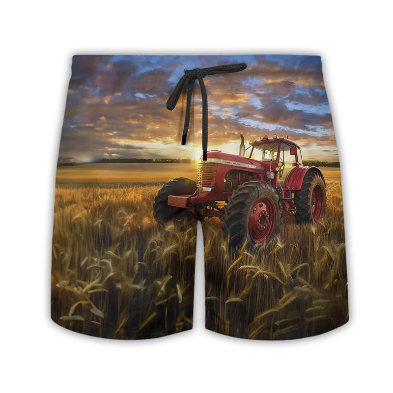 

Tractor Farm 3D Printed Short Pants For Men Clothes Farmhouse Hawaiian Beach Shorts Casual Male Trunks Farmer Trousers Bermudas