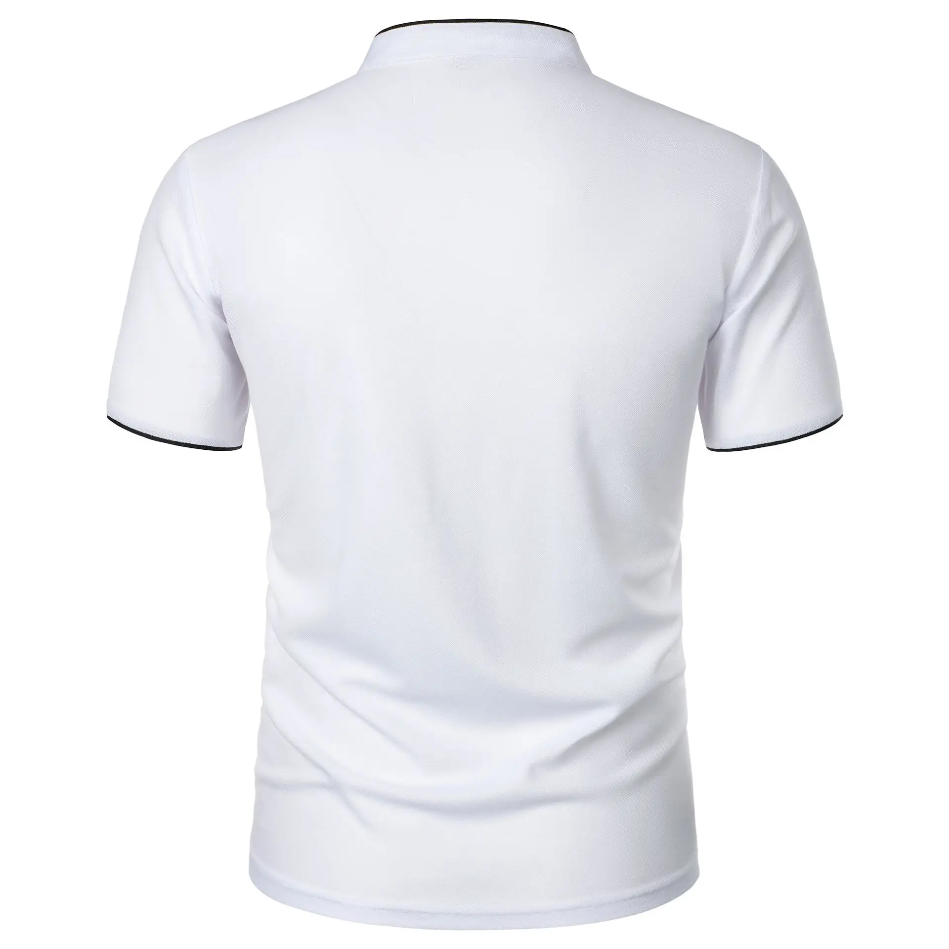 Summer Men's T-Shirt Solid Color Short Sleeve Stand Collar Casual Tees Tops Men Fashion Slim Fit Breathable Lightweight Tshirt