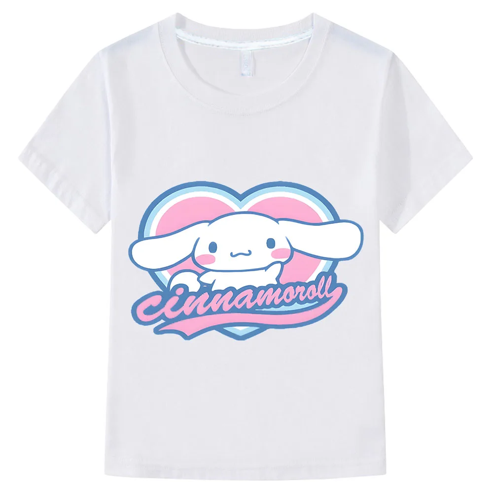 Cinnamoroll T-shirt Sanrio Children's Short-sleeved New Summer Y2K Clothes Girly Heart Soft Clothes Kawaii Birthday Gift Tops