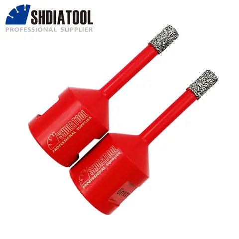 SHDIATOOL 다이아몬드 드릴 비트, 드라이 도자기 타일 대리석 코어 비트, 화강암 대리석 구멍 톱, M14 스레드 드릴링 크라운, 6mm, 2 개
