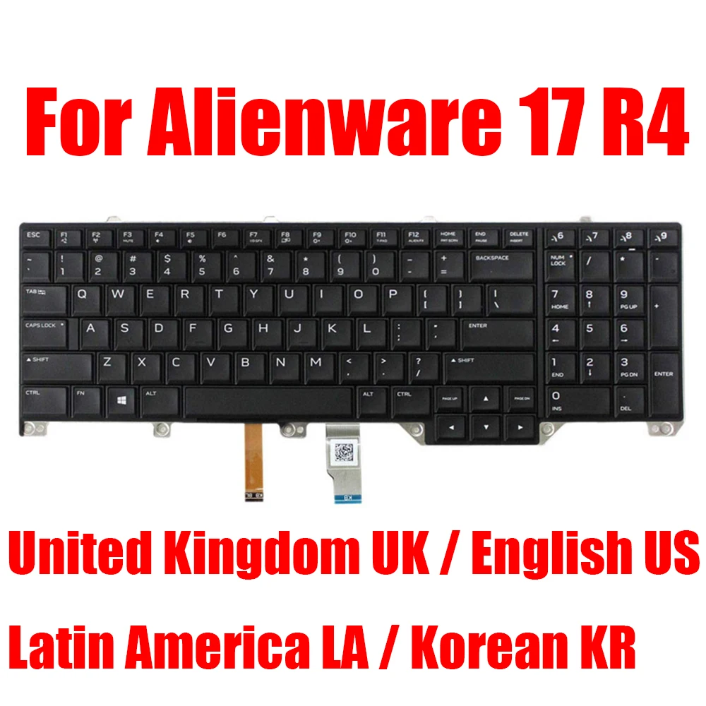 

Клавиатура для ноутбука Alienware 17 R4 0K5P54 0MYC43 02P27R 00WN4Y, США, Великобритания, Корейский, английский, черный, с подсветкой