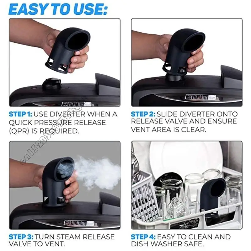 

Electric Pressure Cooker Steam Release Diverter Silicone Steam Pipe 360 Degree Pressure Cooker Exhaust Pipe 4XFB