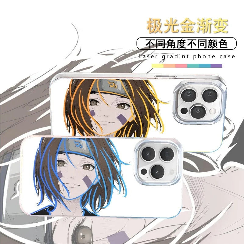 Funda 3D de Naruto Nohara Rin para iPhone 12 13 16 15 14 11 17 Pro Max Plus 17ProMax, Diseño de Anime Japonés con Efecto Aurora
