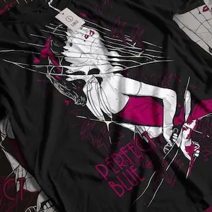 T-shirt unisexe Horror Manga Creepy Girl, Dark Anime Gothic T-Shirt, Manga Gothic T-Shirt, Inactive