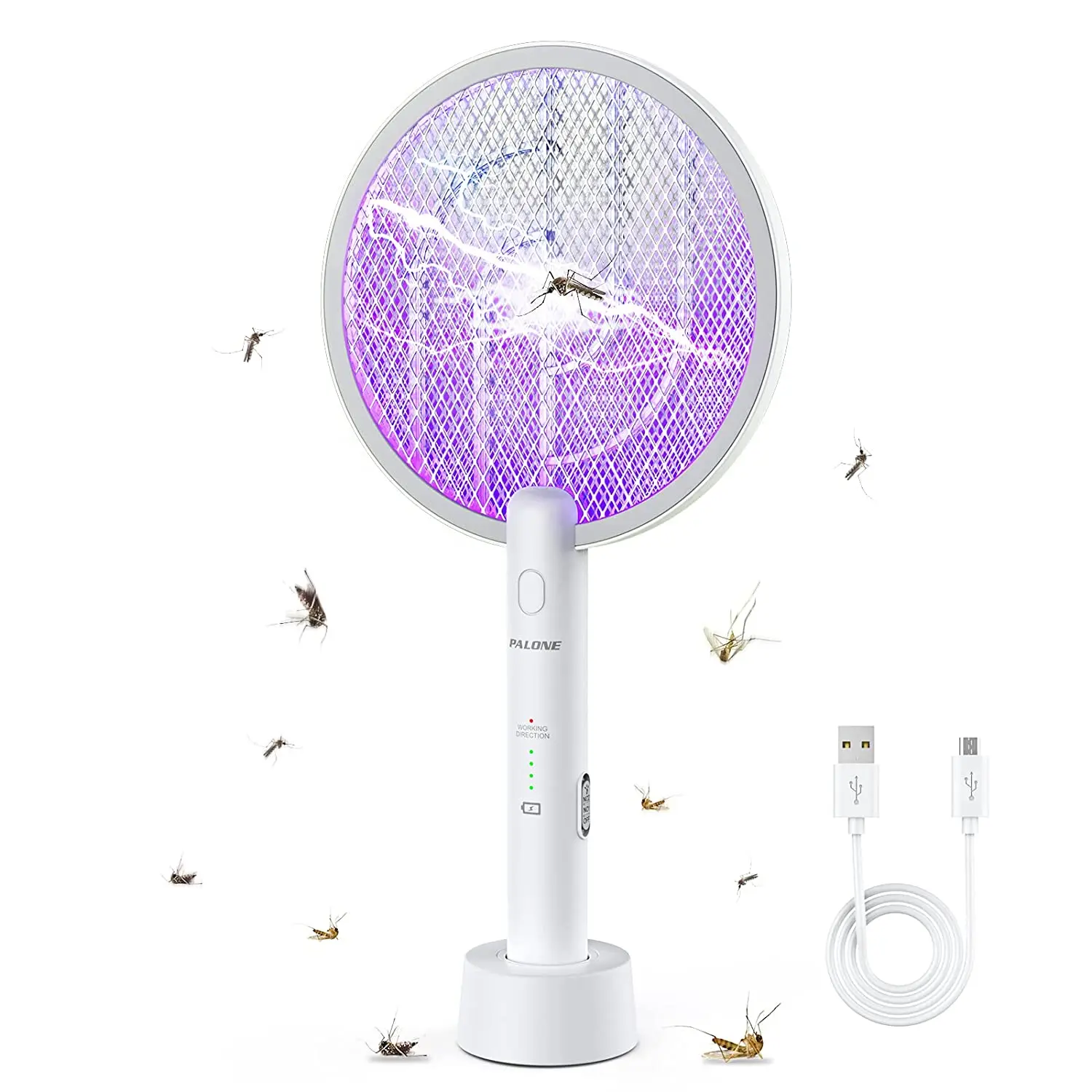 

AISITIN 2 in 1 Bug Zapper Racket, 3000V Electric Fly Swatter Racket with 1200mAh Battery 3 Layers Mosquito Killer Lamp Indoor