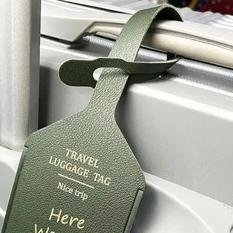 

Stamped Leather Business Luggage Tag Suitcase Address Label Luggage Boarding Case Label Name ID Address Clip Travel Accessories
