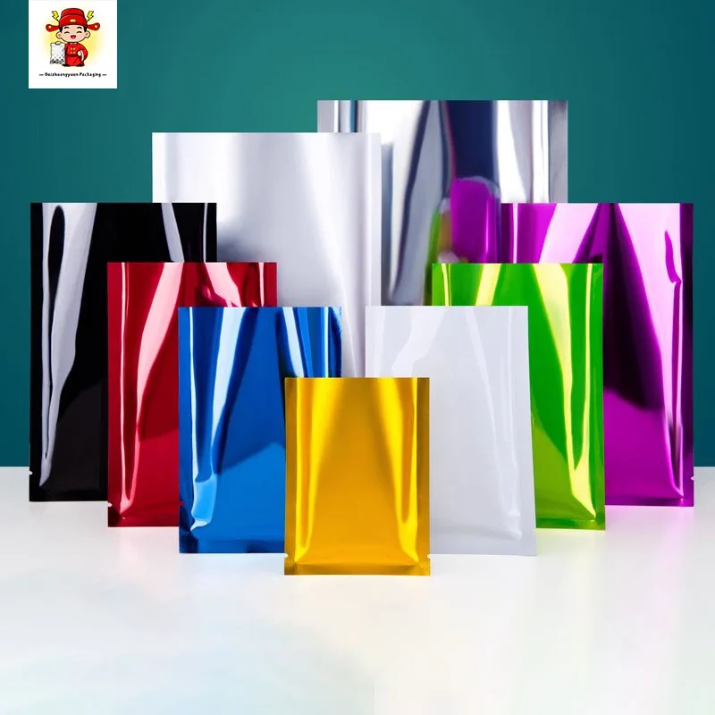100 pçs colorido resealable sacos de folha de alumínio pequena bolsa plana para lanches de café doces nozes máscara armazenamento presentes da festa dos namorados