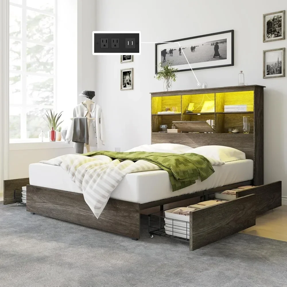 Wooden Platform Bed with 51.2