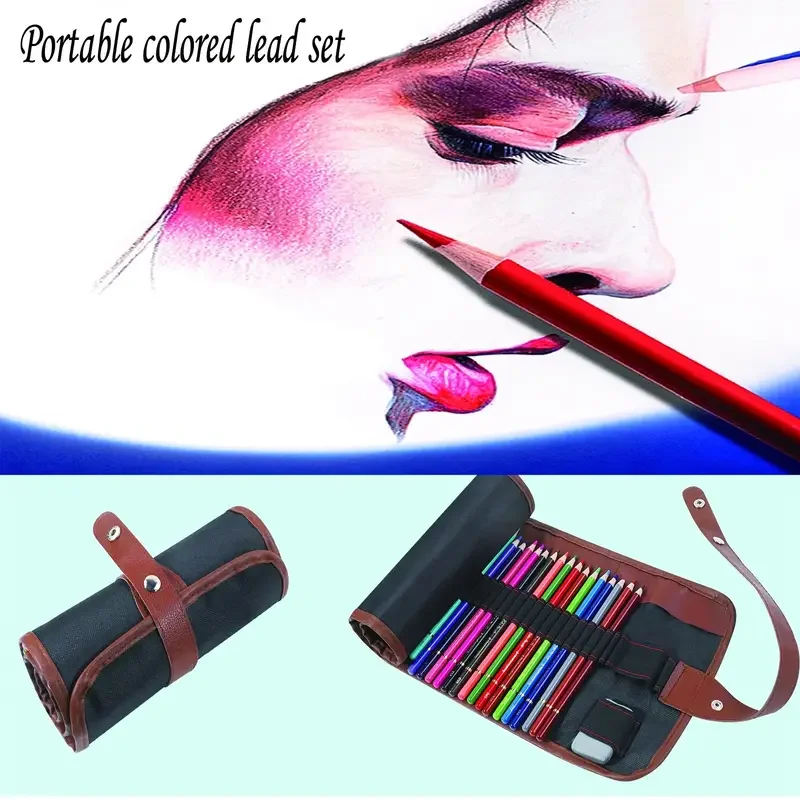 50/72-Piece Colored Pencil Set With Canvas Roll-Up Case - Perfect For Student Adult Coloring Drawing Sketching And Crafting