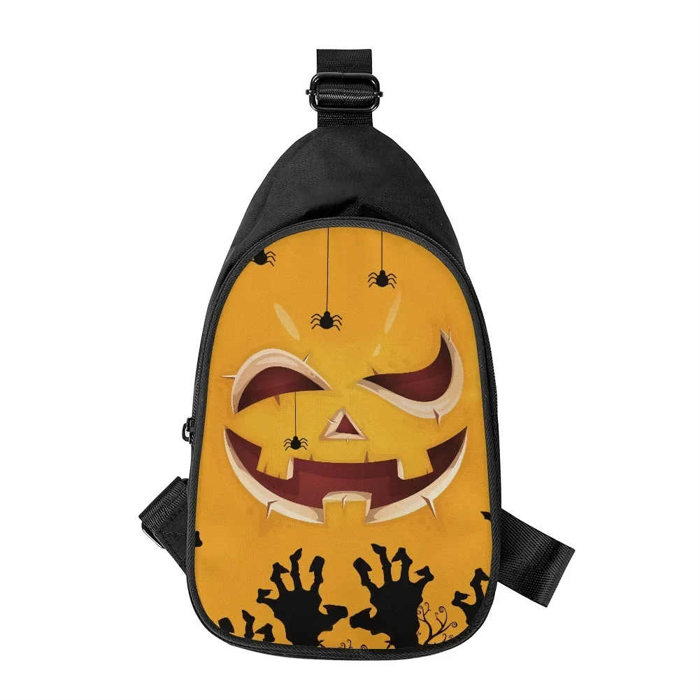 New Chest Bag Men's Casual One Shoulder Crossbody Bag Halloween Ghost Night Castle Printed Sports Cycling Bag