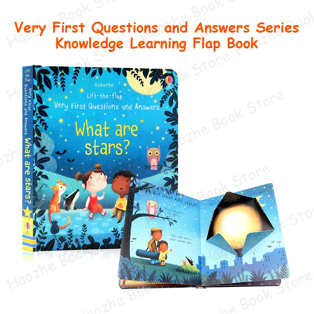 

Что со звездами Usborne Lift the Flap Активность Английская книга Монтессори Знания Обучение для детского сада Дошкольное чтение детей