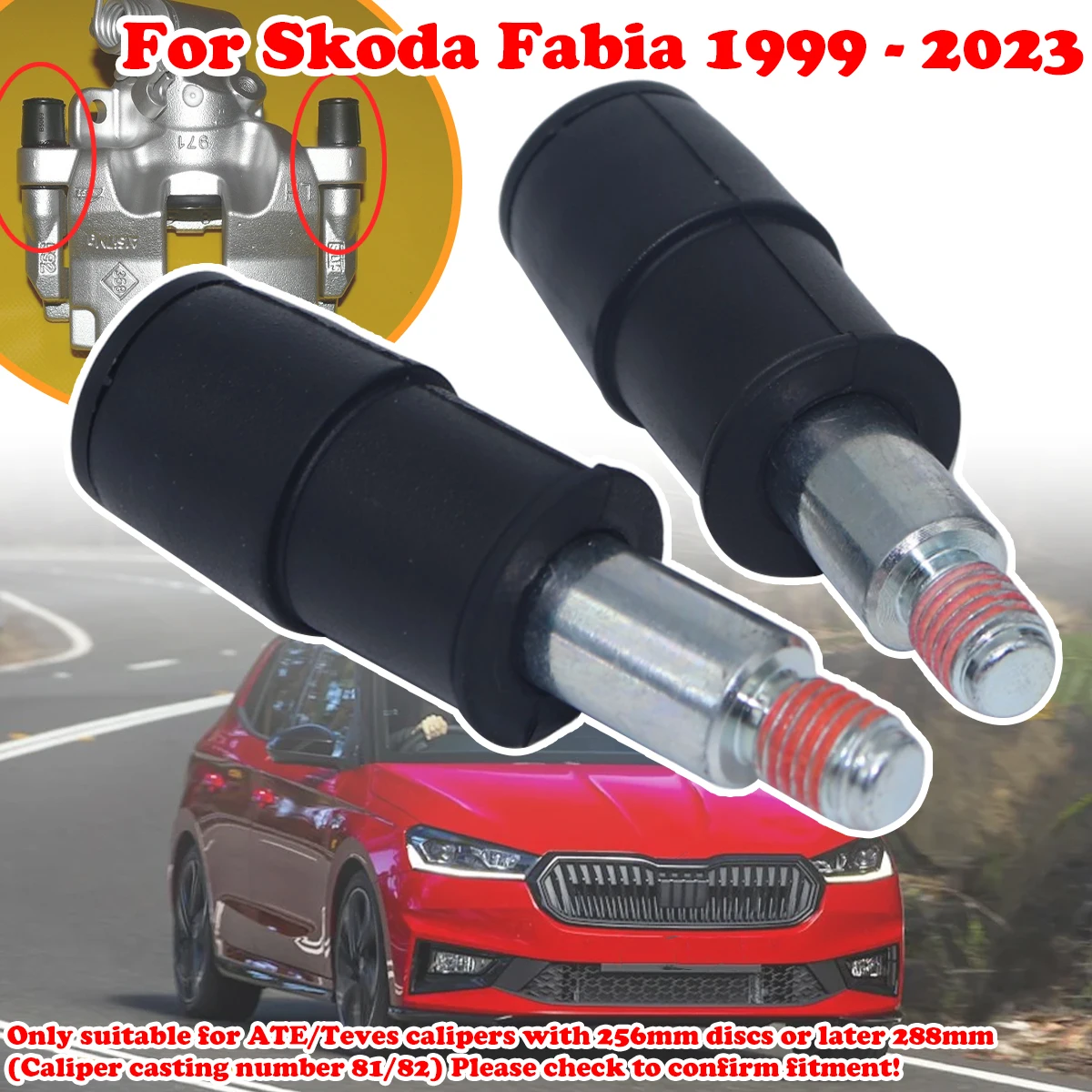 

For Skoda Fabia 1999 2000 - 2023 Front Brake Caliper Slider Guide Pins Bolt Kit Left Right Disc Housing Bellows Sleeve Bushing