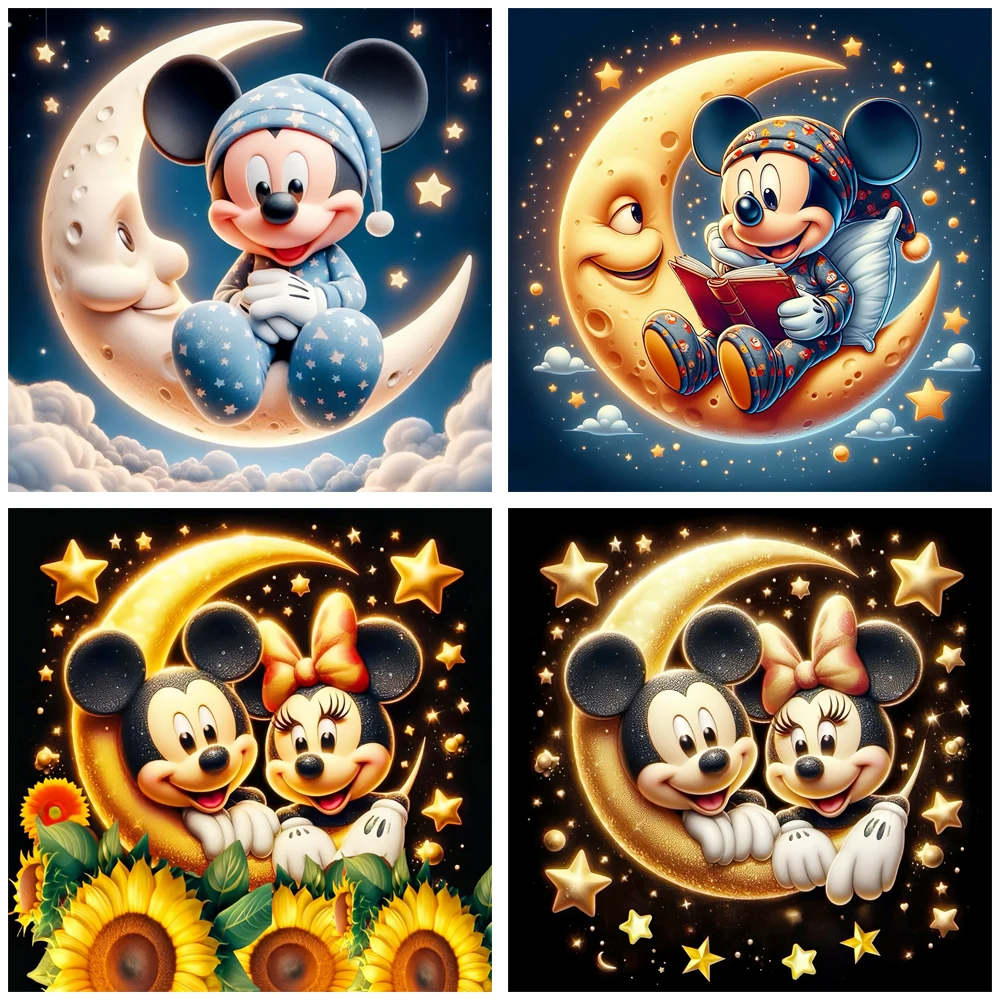 

Наборы для рисования по номерам Микки Маус, пижама, лунный свет, небо, узор, сделай сам, цифровая картина маслом, рукоделие, ручная роспись, домашний декор