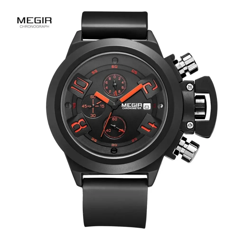 

MEGIR 2002 Reloj Hombre Fashion Sports Men's Watch Multi Functional Waterproof Luminous Chronograph Calendar Watches for Men