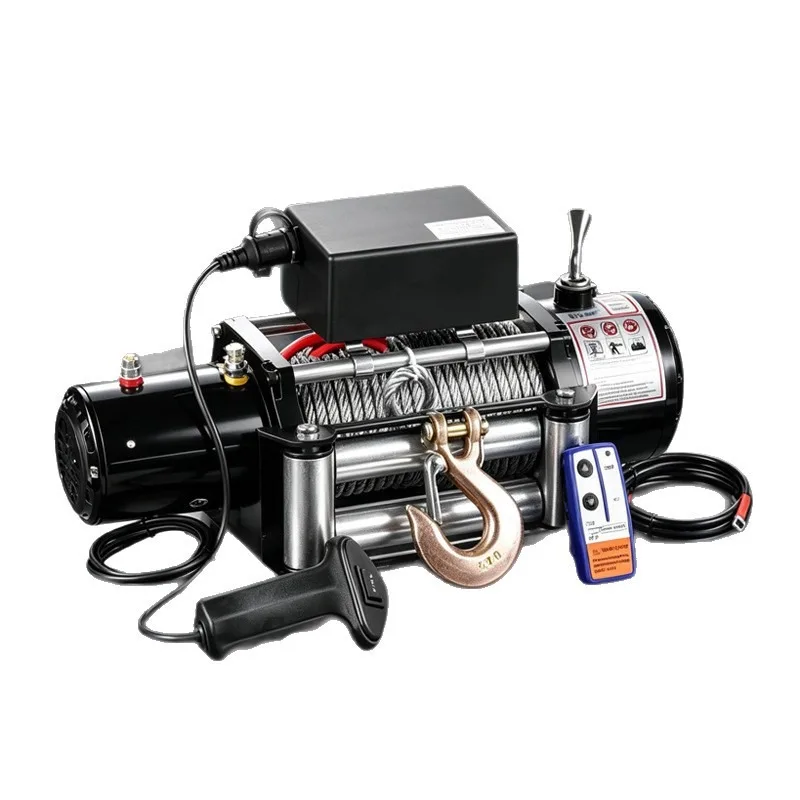 Vehicle electric winch 12v24v car Home rescue winch Wire rope car