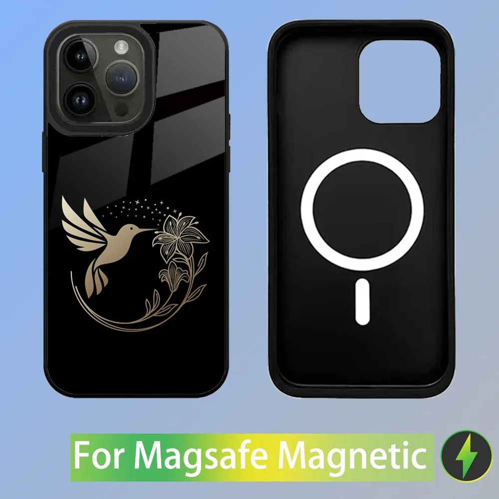 Animal Hummingbird Phone Case For iPhone 15,14,13,12,11,Plus,Pro,Max Mini Magsafe Magnetic Wireless Charging