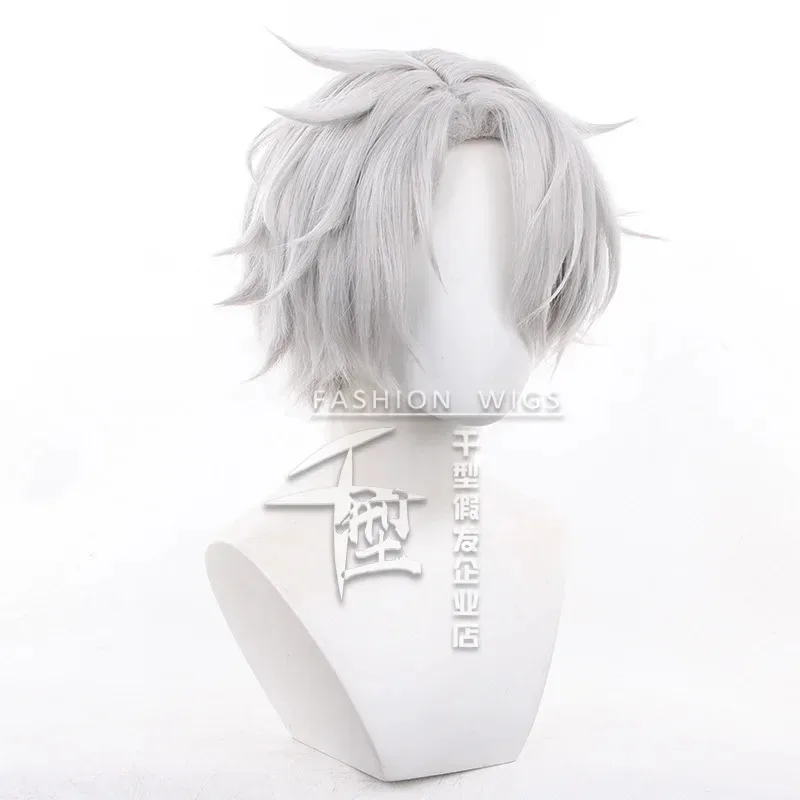 Honkai Star Rail Phainon Peluca de Cosplay Gris Blanco Pelo Corto Amphoro La Tierra Eterna Fiesta de Halloween para Mujeres Hombres Accesorios