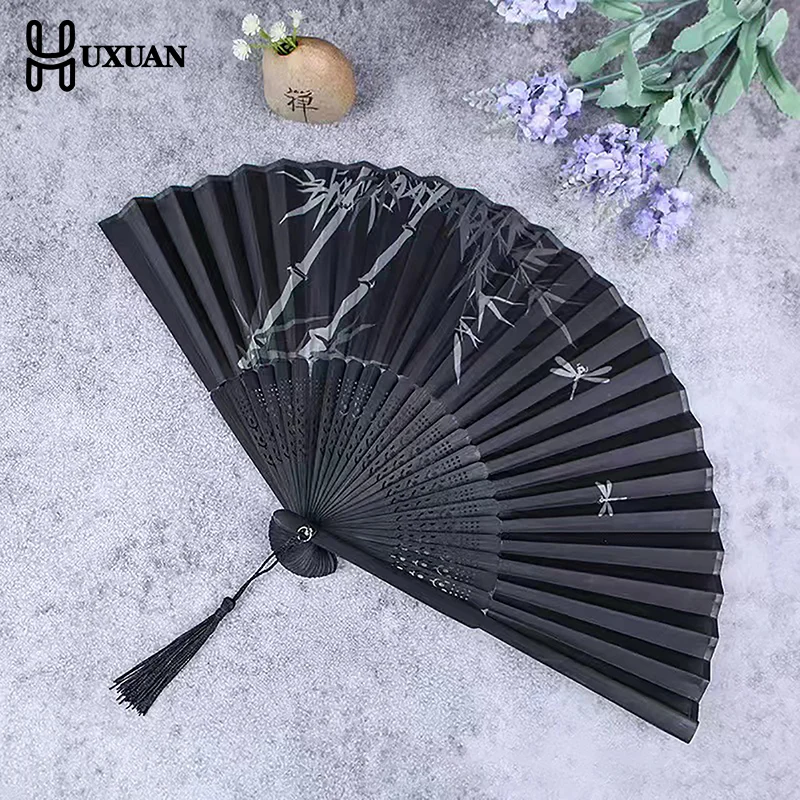 Chinese Style Bamboo Antique Folding Fan Summer Female Dance Fan Portable Elegent Flower Hand Held Fan Exquisite Gifts