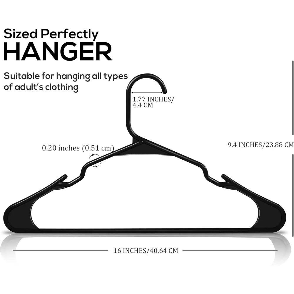 200 عبوة من الشماعات البلاستيكية الموفرة للمساحة - شماعات ملابس قوية ومتينة لتنظيم الخزانة المثالية وحلول التخزين